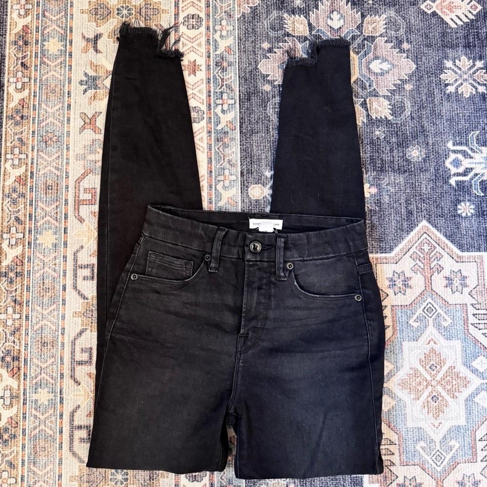 Good American Good Legs Skinny Raw Hem Denim Jeans Women’s Size 0/25 - Picture 6 of 15